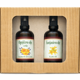 Darilni paket šentjanževo olje in ognjičevo olje s sivko